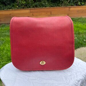 Auth Coach 9525 Red Costa Rica Leather Stewardess Shoulder Bag